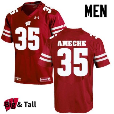 Men's Wisconsin Badgers NCAA #35 Alan Ameche Red Authentic Under Armour Big & Tall Stitched College Football Jersey II31A31OK